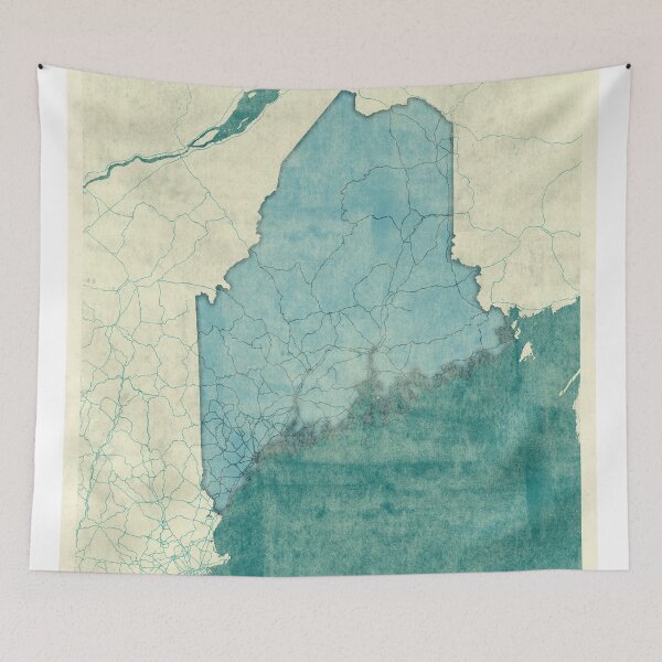 Item preview, Maine Map Blue Vintage designed and sold by HubertRoguski.