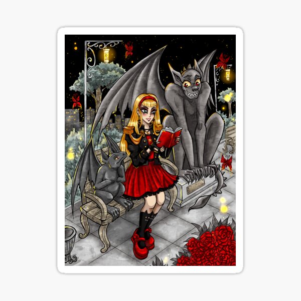 Girl with Gargoyles Sticker