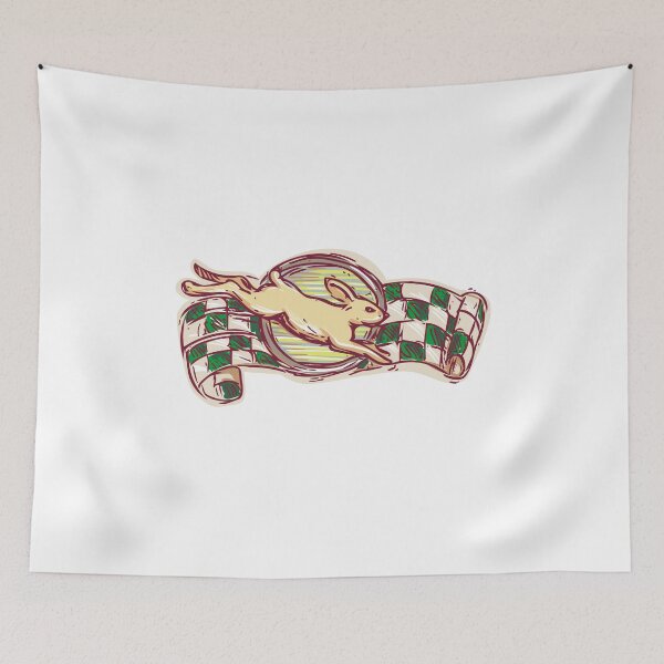 Item preview, Rabbit Jumping Racing Flag Drawing designed and sold by patrimonio.