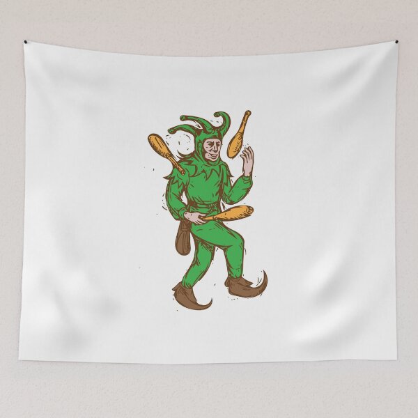 Item preview, Medieval Jester Juggling Wooden Pins Drawing designed and sold by patrimonio.