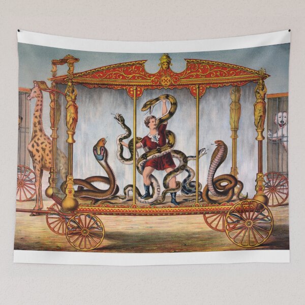 Item preview, Circus performer covered in snakes vintage image designed and sold by Vintage Designs +.