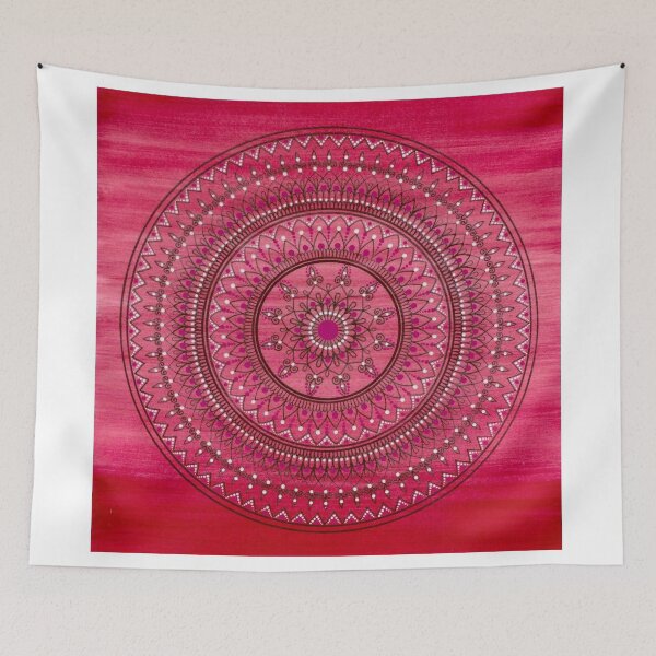 Item preview, Hand Drawn Intricate Deep Red And White Mandala designed and sold by Zedart.