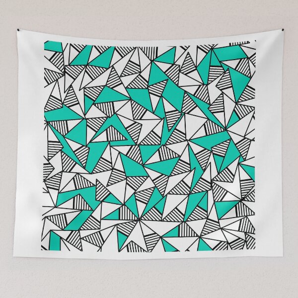 Item preview, Modern Teal, Black, & White Striped Triangles designed and sold by Blkstrawberry.