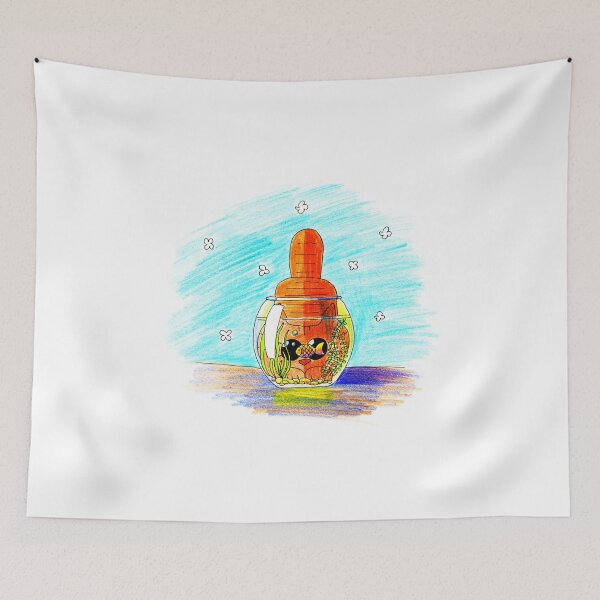Item preview, Red Cat looking at a goldfish in an aquarium designed and sold by Hanna Kudriavtseva.