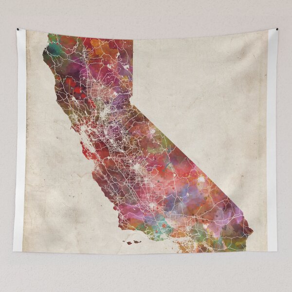 Item preview, california map warm colors designed and sold by MapMapMaps.