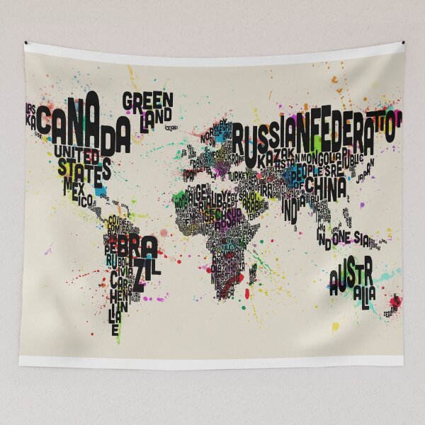 Item preview, Paint Splashes Text Map of the World designed and sold by ArtPrints.