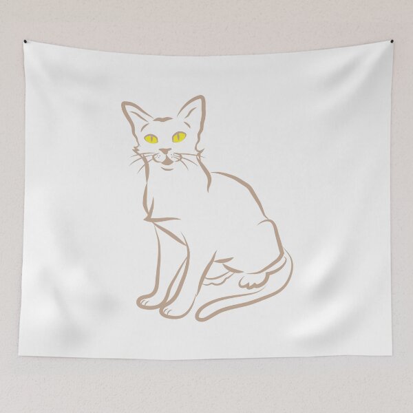 Item preview, Sketchy cat minimal outline in tan color designed and sold by jazzydevil.