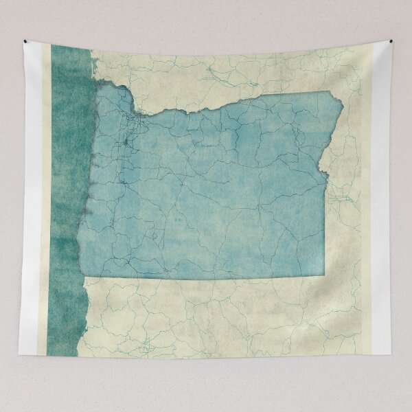 Item preview, Oregon Map Blue Vintage designed and sold by HubertRoguski.