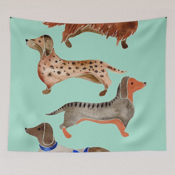 Item preview, Dachshunds on Blue designed and sold by Cat Coquillette.