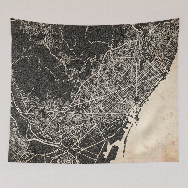 Item preview, Barcelona map ink lines 2 designed and sold by InkMaps.