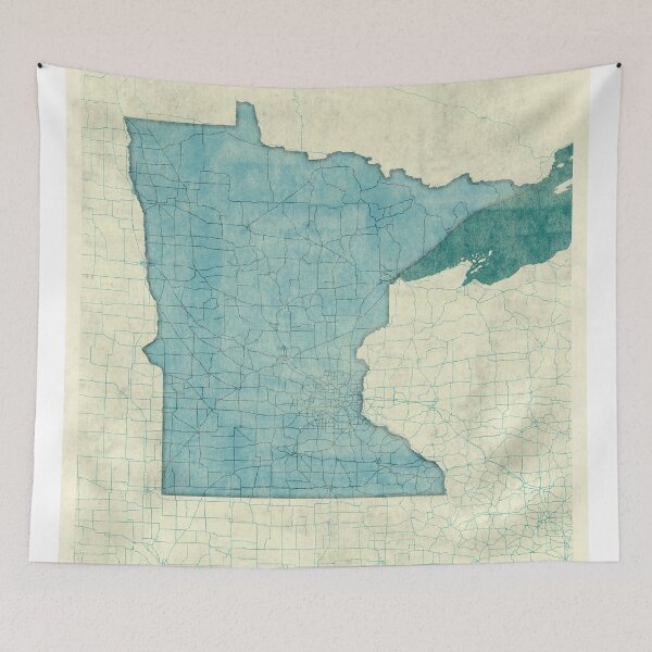 Item preview, Minnesota State Map Blue Vintage designed and sold by HubertRoguski.