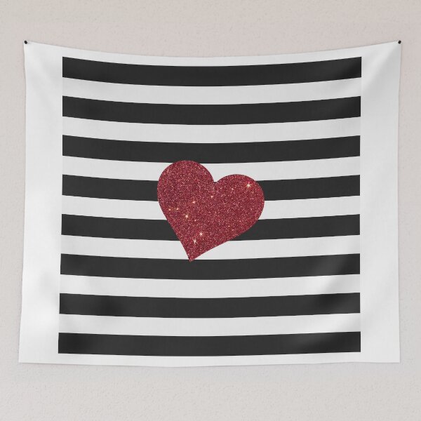 Item preview, Modern Glamorous Red Faux Glitter Heart Stripes designed and sold by Blkstrawberry.