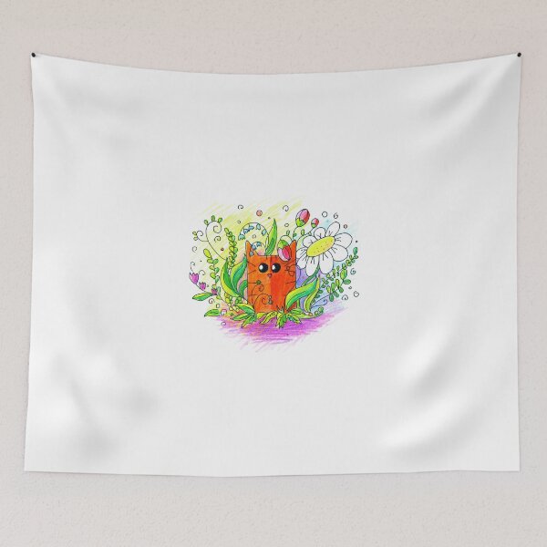 Item preview, Red Cat in Flowers designed and sold by Hanna Kudriavtseva.