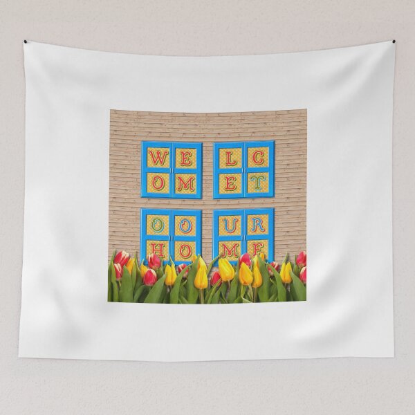 Item preview, Welcome to Our Home Wooden Blue Window Tulips designed and sold by Beverly Claire Kaiya.