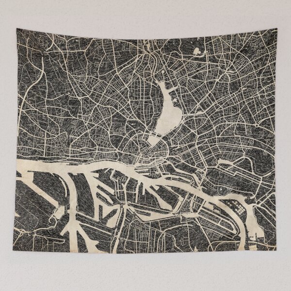 Item preview, Hamburg map ink lines designed and sold by InkMaps.
