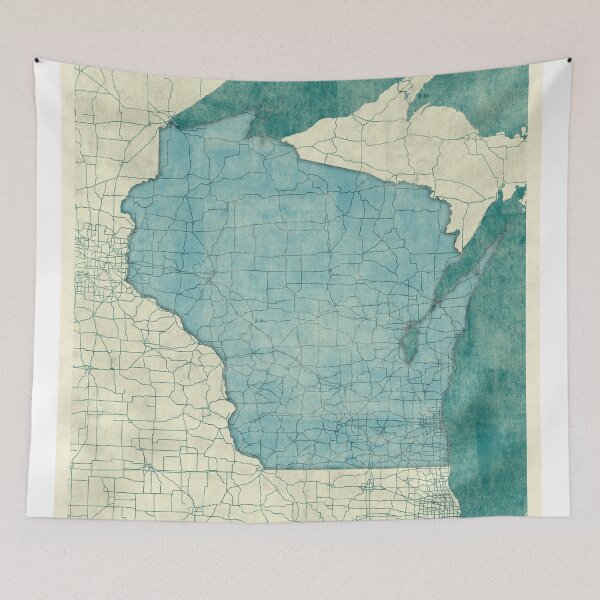 Item preview, Wisconsin State Map Blue Vintage designed and sold by HubertRoguski.