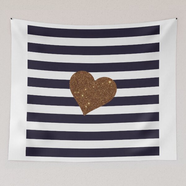 Item preview, Modern Glamorous Gold Faux Glitter Heart Stripes designed and sold by Blkstrawberry.