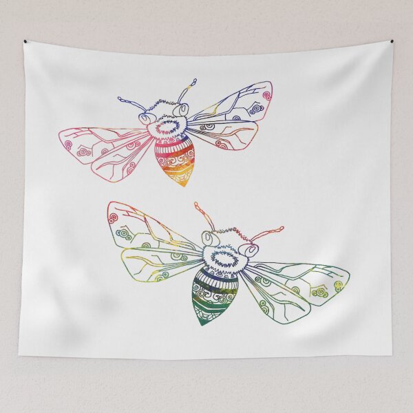 Item preview, Multicolored Doodle Bees designed and sold by mspdgtt.