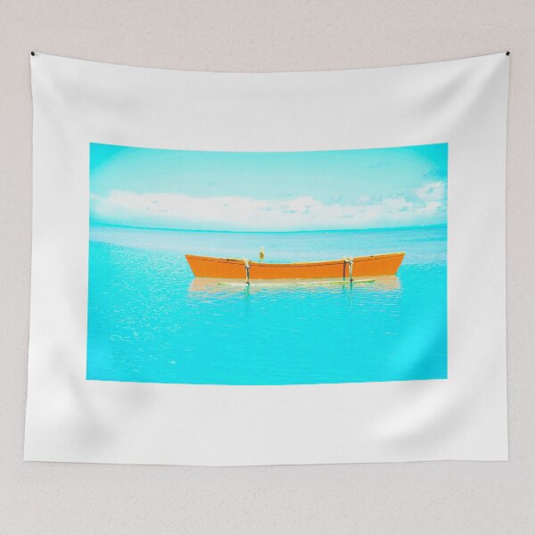 Item preview, Orange outrigger in lagoon designed and sold by Brian Scantlebury.