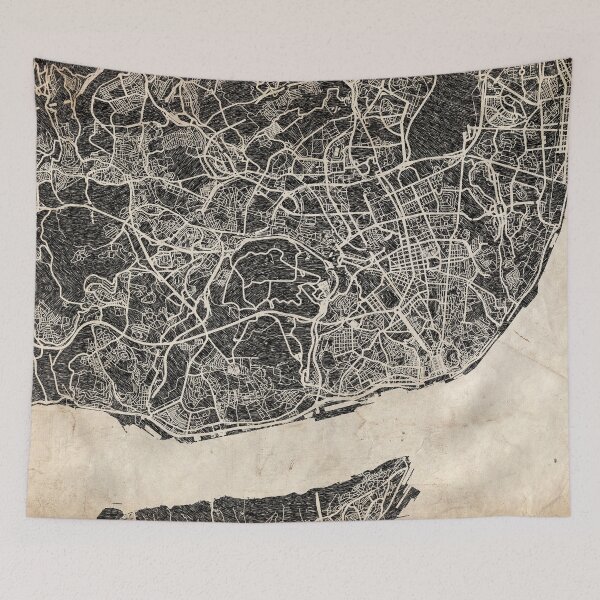 Item preview, lisbon map ink lines designed and sold by InkMaps.