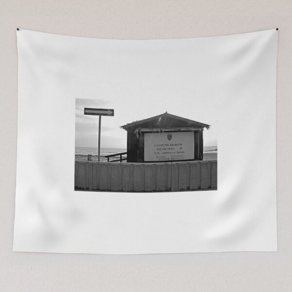 Item preview, Ostia seafront: cabin and road sign on the beach designed and sold by Giuseppe Cocco.