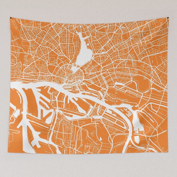 Item preview, Hamburg map orange designed and sold by mapsart.