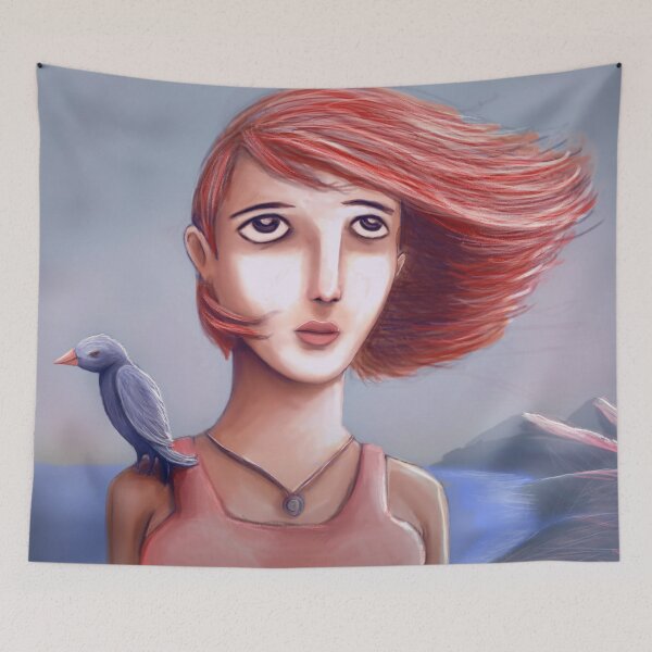 Aperçu de l'œuvre Pretty Girl And Her Bird créée et vendue par ruidaniel.