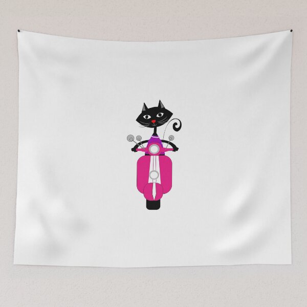 Item preview, Fun Black Cat On A Pink Retro Scooter  designed and sold by Artification.