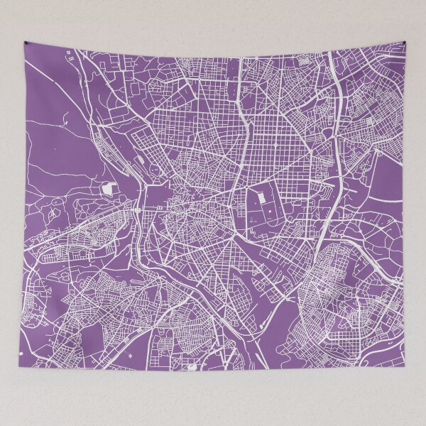 Aperçu de l'œuvre Madrid map lilac créée et vendue par mapsart.