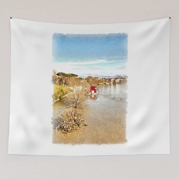 Item preview, Rome: Tiber River red boat designed and sold by Giuseppe Cocco.