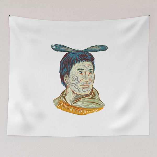 Item preview, Maori Chieftain Warrior Head Drawing designed and sold by patrimonio.