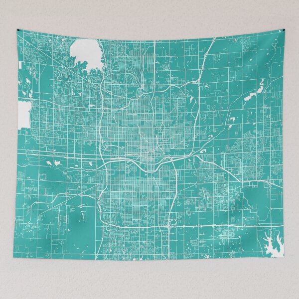 Item preview, Oklahoma City map turquoise designed and sold by mapsart.