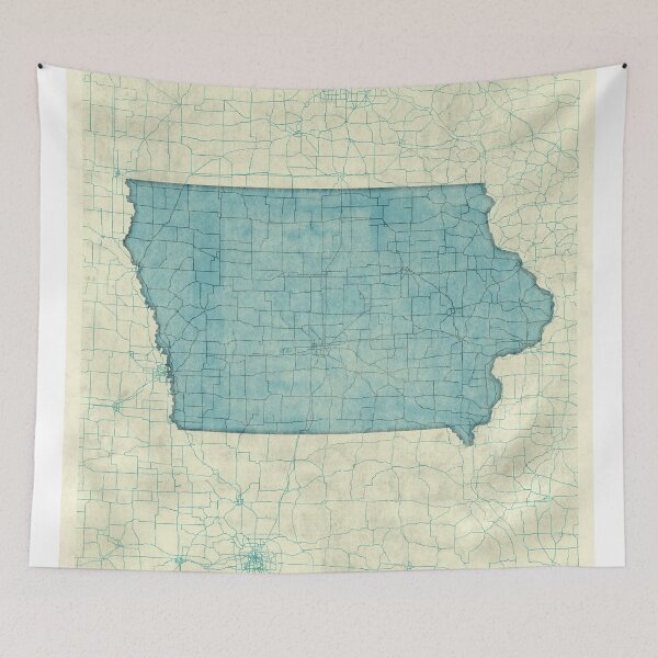 Item preview, Iowa State Map Blue Vintage designed and sold by HubertRoguski.