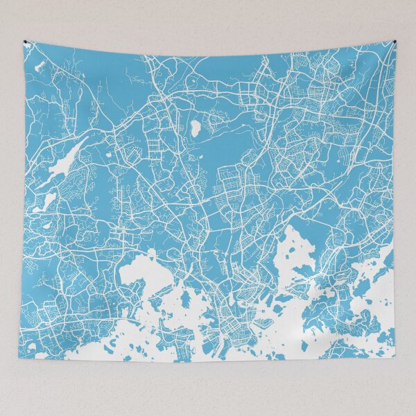Item preview, Helsinki map blue designed and sold by mapsart.