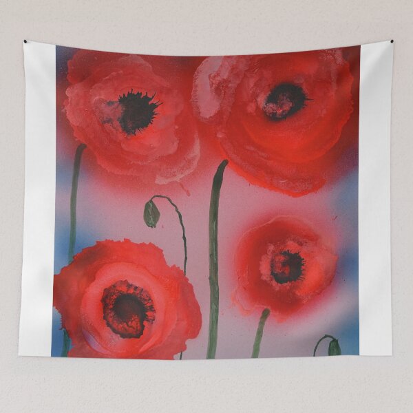 Item preview, Rossi papaveri astratti in fiore designed and sold by George Hutton Hunter.