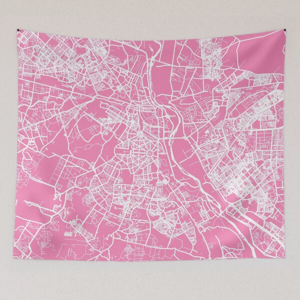 Artikelvorschau, Neu-Delhi Karte Rosa entworfen und verkauft von mapsart.