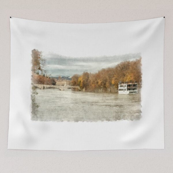 Item preview, Rome: Tiber River bridge boats and urban landscape designed and sold by Giuseppe Cocco.