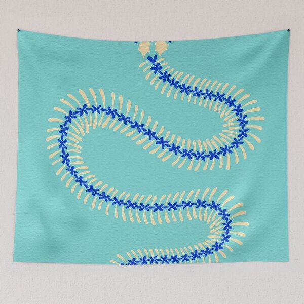 Item preview, Snake Skeleton – Blue & Cream designed and sold by Cat Coquillette.