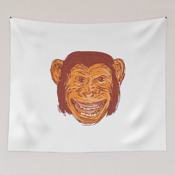 Item preview, Chimpanzee Head Front Isolated Drawing designed and sold by patrimonio.