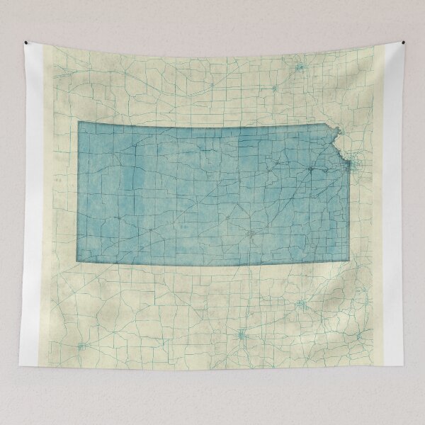 Item preview, Kansas State Map Blue Vintage designed and sold by HubertRoguski.