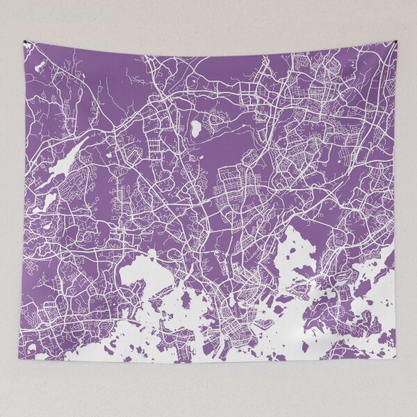 Item preview, Helsinki map lilac designed and sold by mapsart.