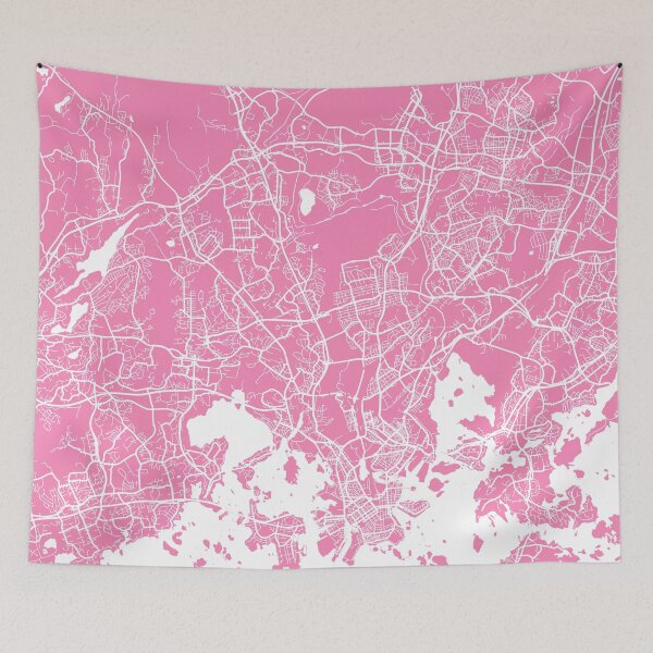 Item preview, Helsinki map pink designed and sold by mapsart.