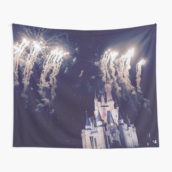 Magic Kingdom Castle With Fireworks Tapestry