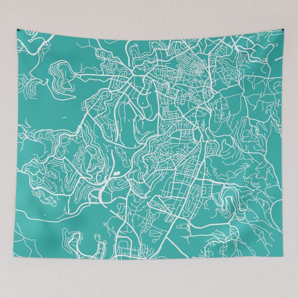 Artikelvorschau, Jerusalem Karte türkis entworfen und verkauft von mapsart.
