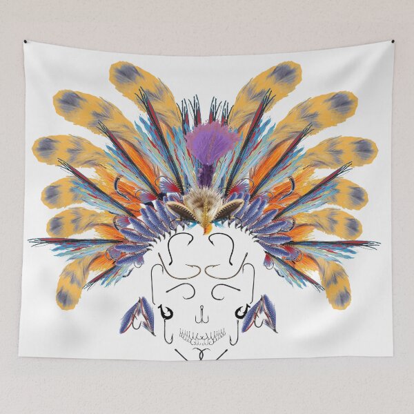 Item preview, Indian flys fishing head dress with a skull of hooks, stickers, decal  designed and sold by hookink.