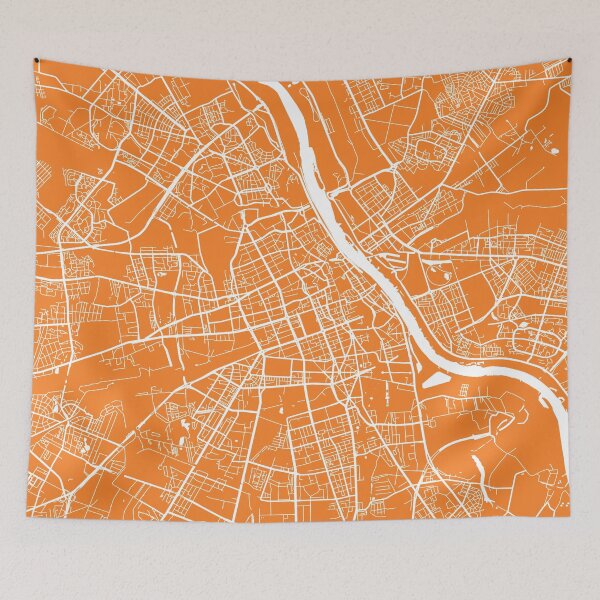Item preview, Warsaw map orange designed and sold by mapsart.