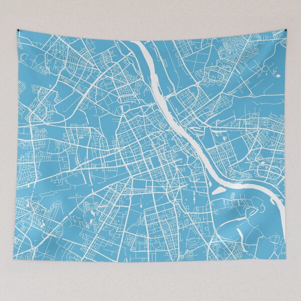 Item preview, Warsaw map blue designed and sold by mapsart.