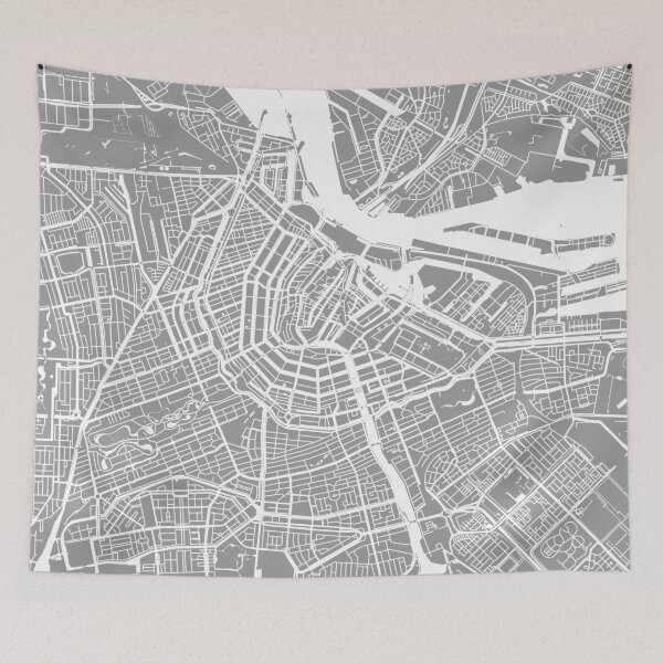 Item preview, Amsterdam map grey designed and sold by mapsart.