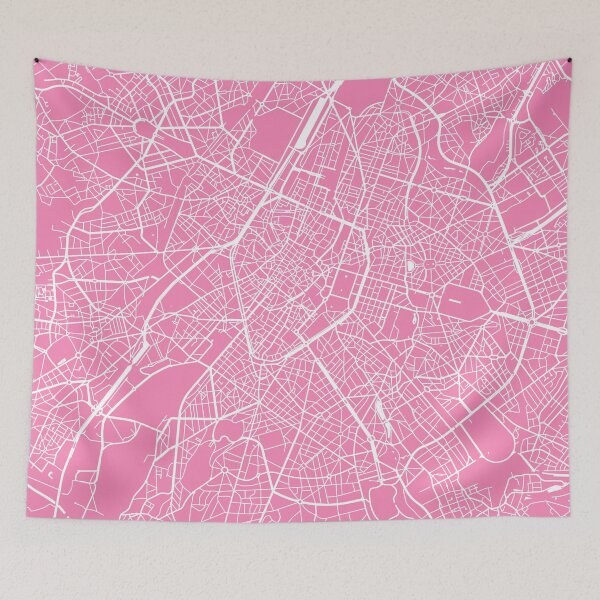 Item preview, Brussels map pink designed and sold by mapsart.