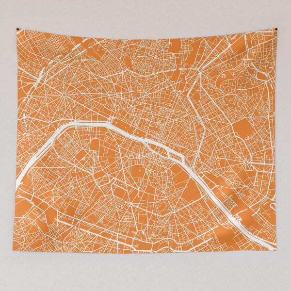 Item preview, Paris map orange designed and sold by mapsart.